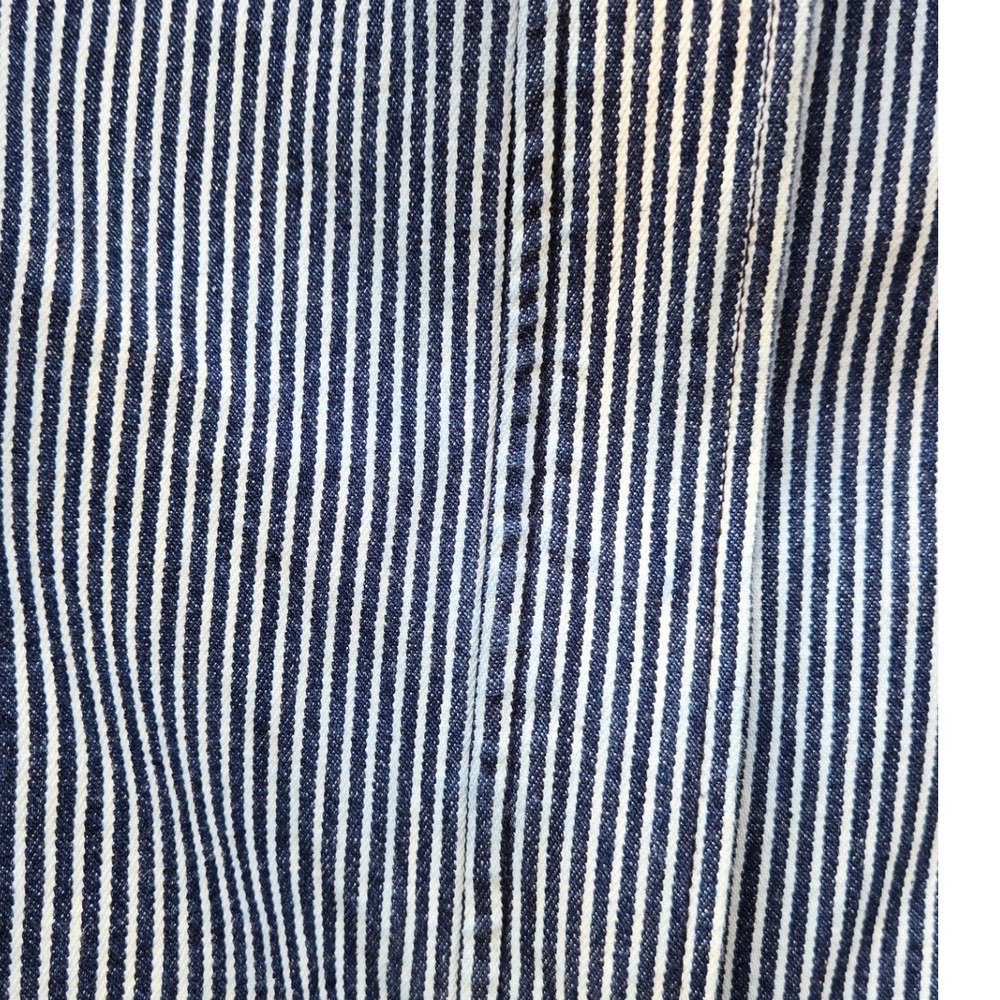 Christopher & Banks Blue White Striped Zip Utility Denim Jacket Womens Large - Picture 2 of 8